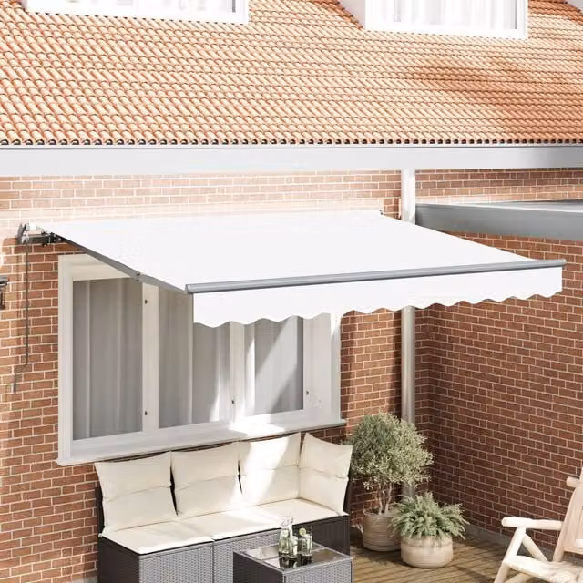 Berkfield Home Manual Retractable Wall-Mounted Folding Arm Awning in White and Anthracite, W/D/H: 350 x 165 x 165 cm