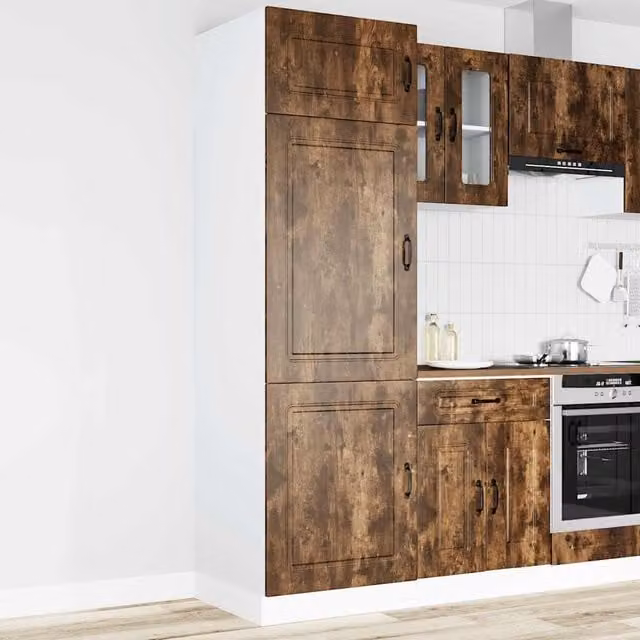 Berkfield Home Kalmar Wall Mounted Kitchen Cupboard in Smoked Oak Brown Engineered Wood – 1