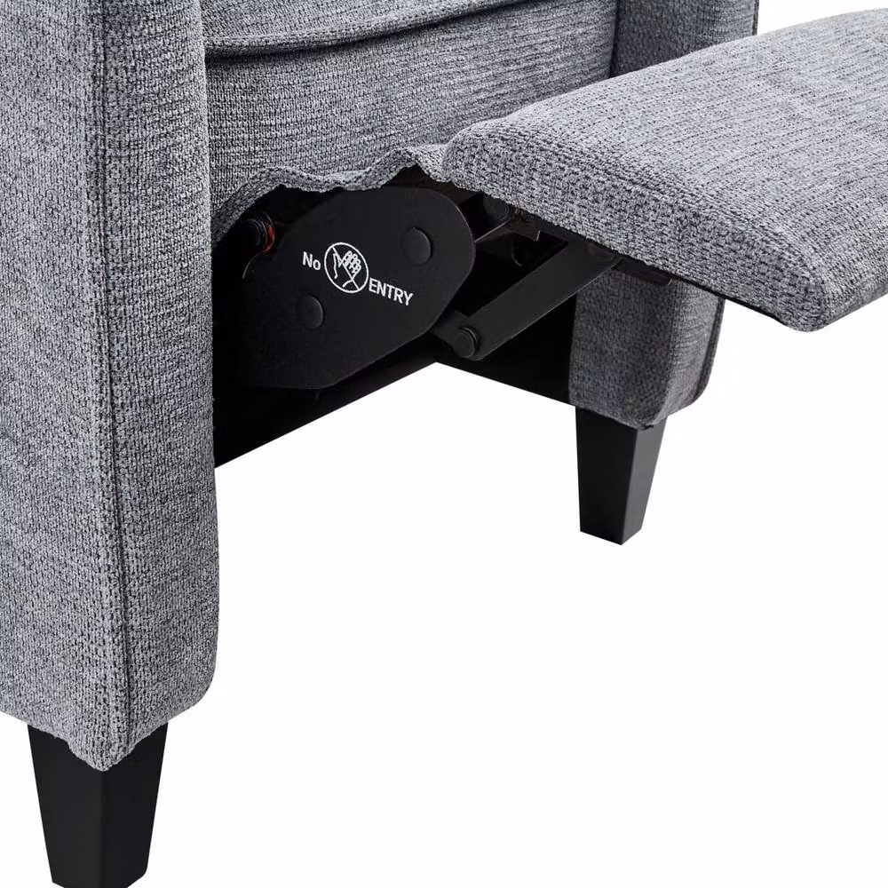 Wyld and Coco Heritage Reclining Armchair in Grey Fabric with Vintage Style High Back – 4