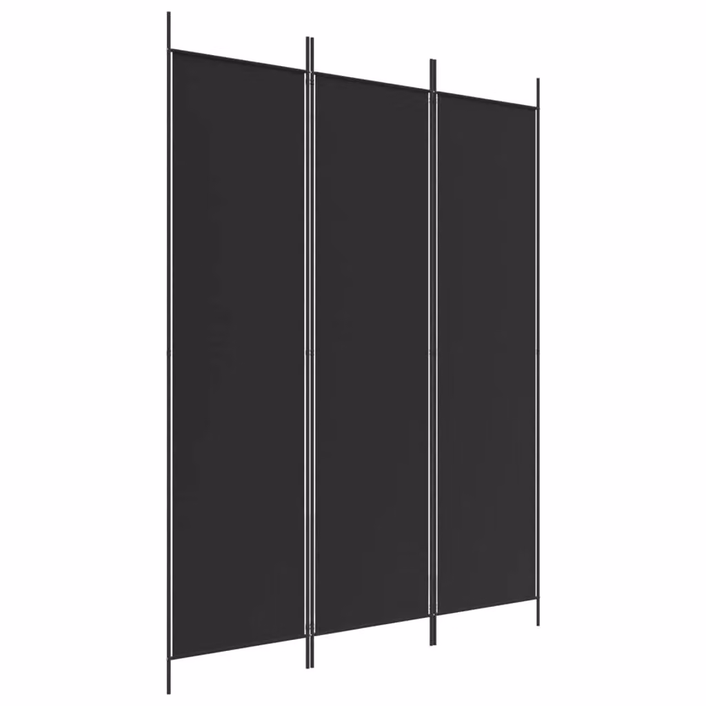 Berkfield Home 3-Panel Black Fabric Room Divider W: 150 cm, H: 200 cm – 2