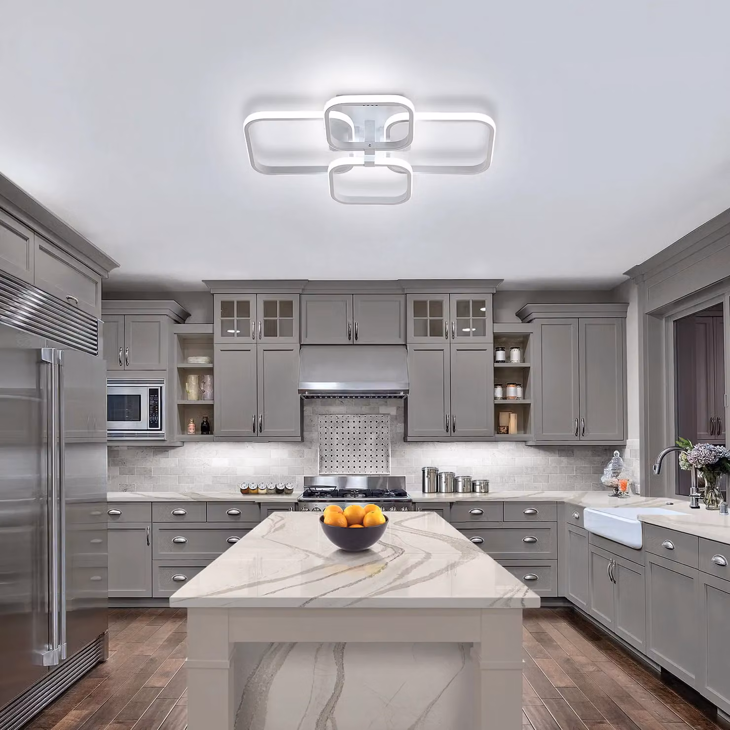 COMELY 60W Modern Square LED Ceiling Light in White with 6000K Cool White Light – 2