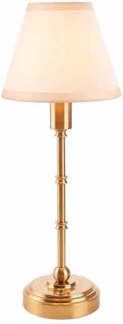 Netlighting Burley Rechargeable LED Table Lamp with White Fabric Shade and Gold/Brass Base – 1