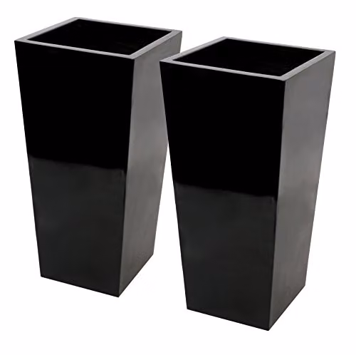 Primrose Black Gloss Tall Flared Square Fibreglass Planter H: 90 cm, W: 40 cm – 4