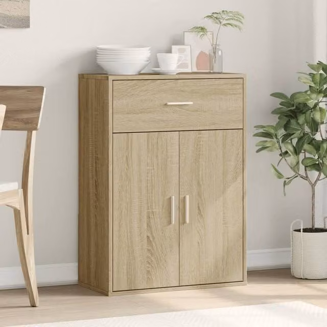 Berkfield Home Sonoma Oak Sideboard in Light Tan Beige, W/D/H: 60 x 30 x 84 cm – 1