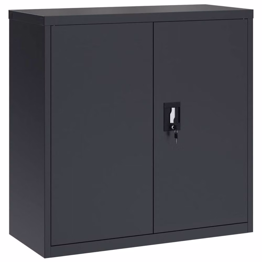 Berkfield Home Durable Steel File Cabinet in Anthracite Grey with Hinged Doors and Lock, W/D/H: 90 x 40 x 90 cm – 2