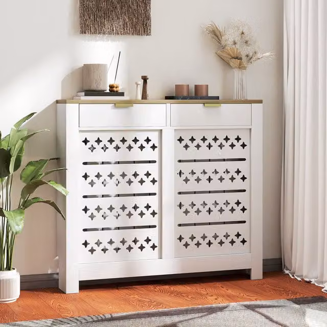 HOMCOM White Radiator Cover with Flip Drawer for your Living Room