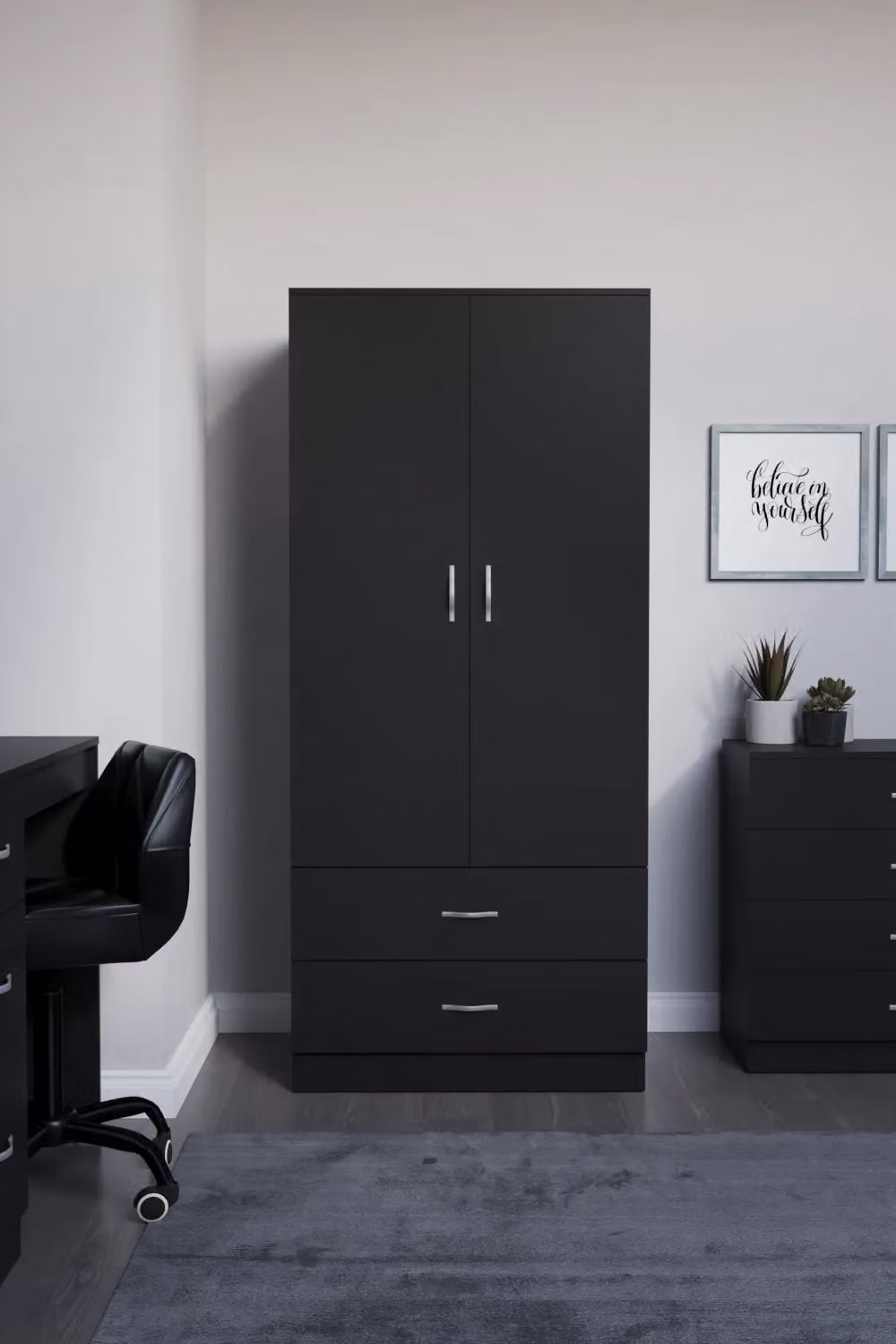 Home Discount Vida Designs Riano Modern 2 Door 2 Drawer Wardrobe in Matt Black – 8