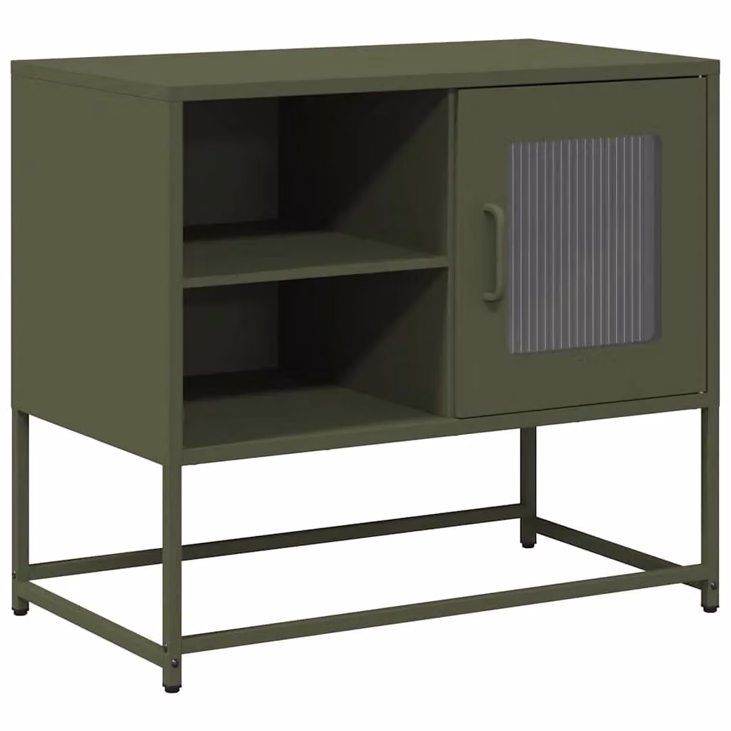 Berkfield Home Industrial Metal TV Cabinet in Matt Green, W: 68 cm, D: 39 cm, H: 60.5 cm – 2