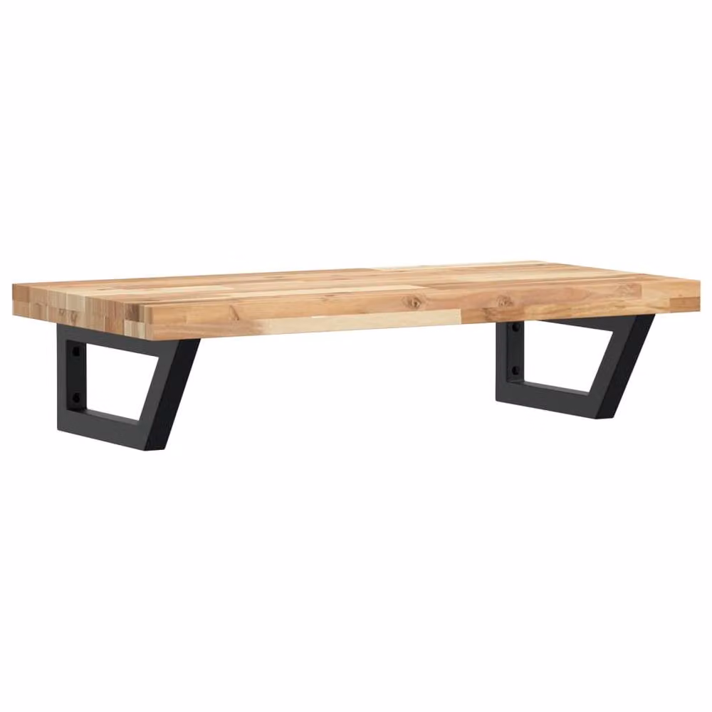 Berkfield Home Elegant Wall Mounted Basin Shelf in Brown Acacia Wood and Black Steel
