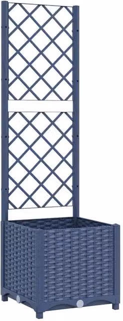 Berkfield Home Garden Planter with Trellis in Dark Grey, W/D/H: 40 x 40 x 136 cm – 1