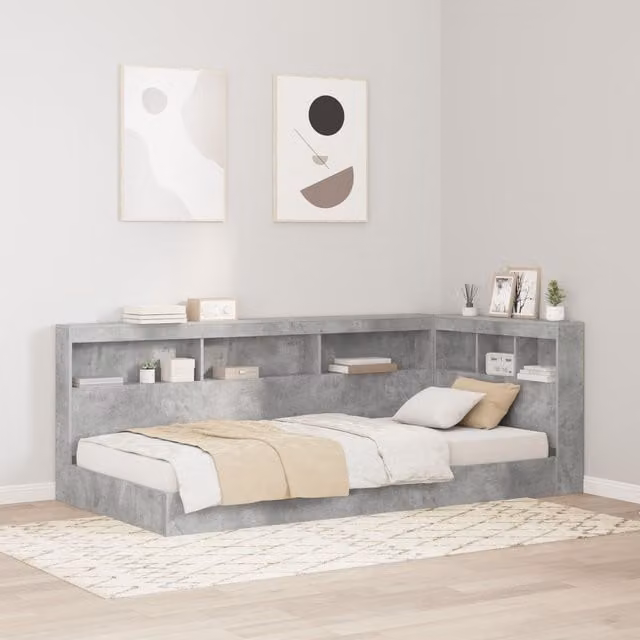 Berkfield Home Storage Headboard with Integrated Shelf in Concrete Grey, 90 cm