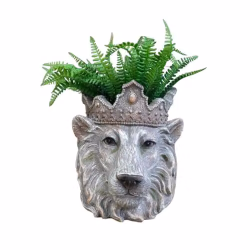 Gifts Direct 2 U Lion King of the Jungle Decorative Resin Plant Pot in Grey, W/D/H: 34.0 x 31.0 x 27.0 cm – 1