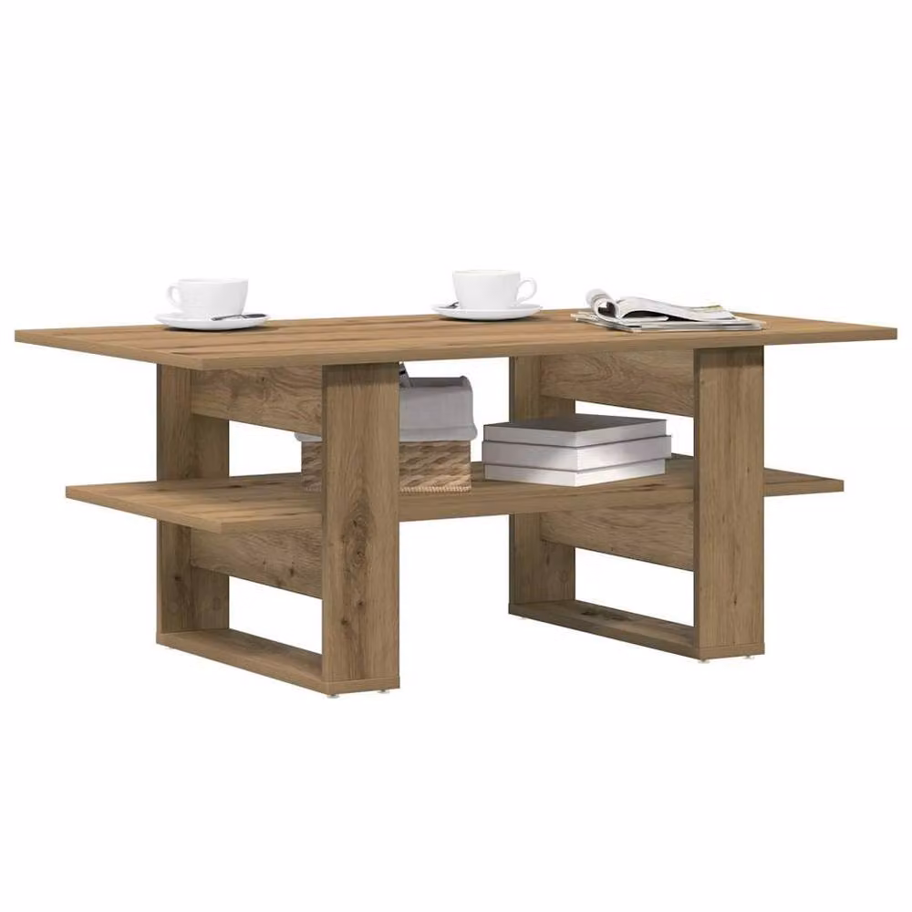 Berkfield Home Artisan Oak Coffee Table in Brown, W/D/H: 102 x 55 x 42 cm – 2