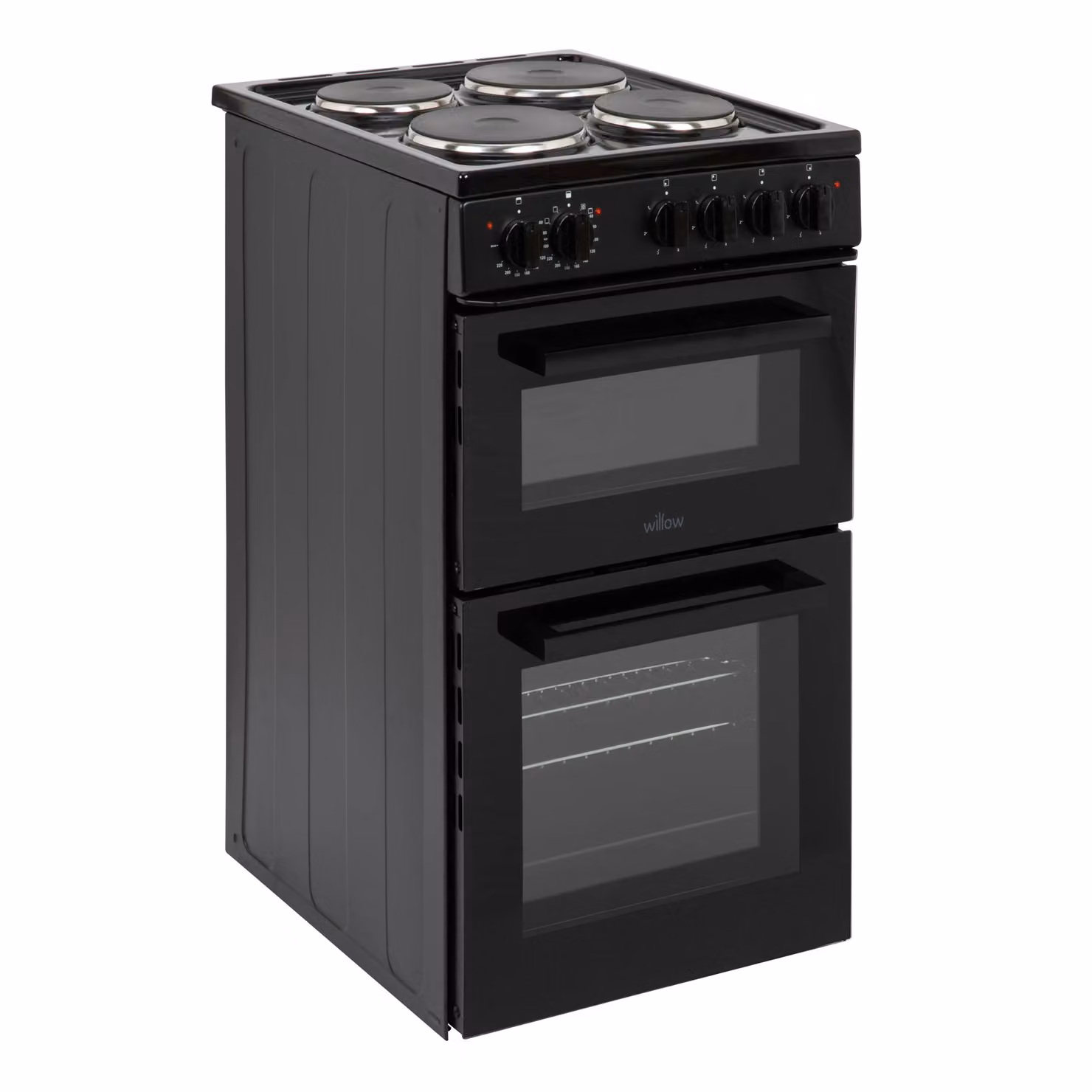 Willow WE50TSB Freestanding Electric Twin Cavity Cooker with Solid 4 Plate Hob, Black, Width: 50 cm – 2