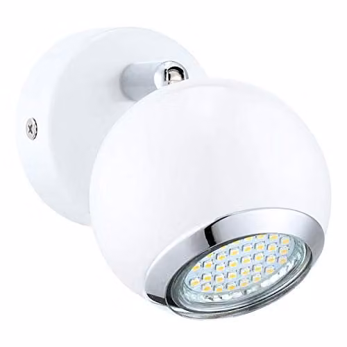 Loops Modern Round Wall Spot Light in White and Chrome with GU10 LED Bulb Included