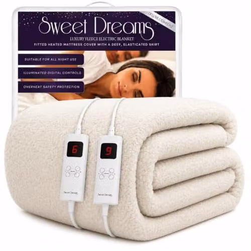Sweet Dreams Superking Fleece Electric Heated Mattress Cover in White