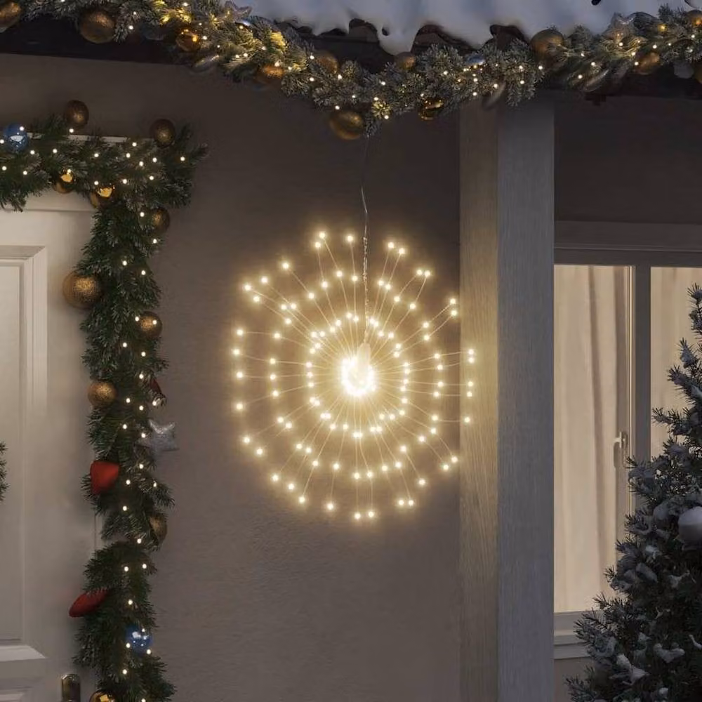 Berkfield Home Festive Christmas Starburst Lights, 140 LEDs, 4 Pack, Warm White, Diameter: 17 cm – 2