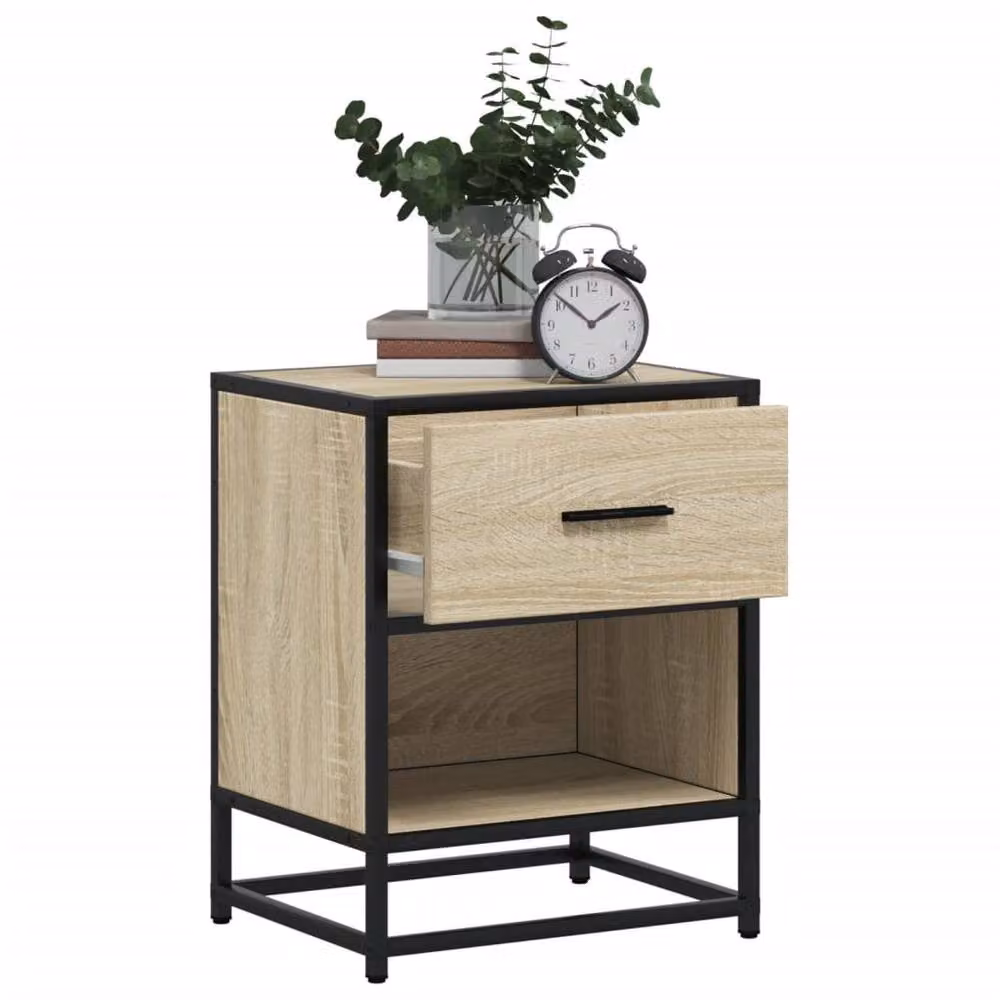 Berkfield Home Bedside Cabinet in Sonoma Oak, Beige, W/D/H: 40 x 31 x 50 cm – 4