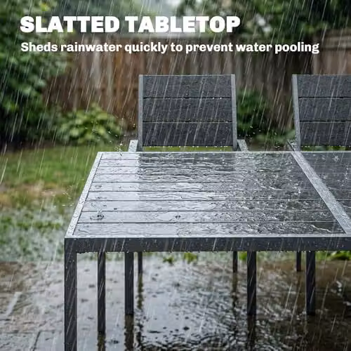 Outsunny 7 Piece Outdoor Dining Set with Rectangular Table and Chairs in Black – 4
