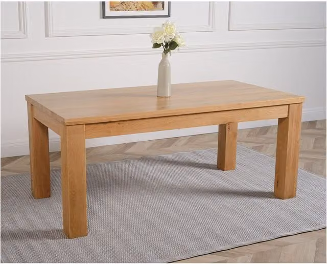 Thats Furniture Dakot Oak Dining Table and 8 Montana Fabric Chairs in Black and Beige, W: 182 cm, D: 92 cm
