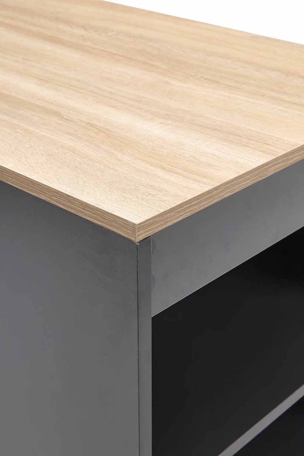 Living and Home Contrast Colour Wooden Bar Table with Open Shelves in Black – 3