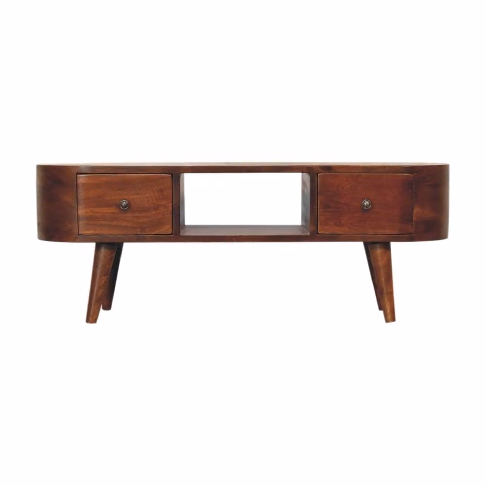 Wyld Haus Rawai Round Mango Wood TV Media Unit in Brown, W/D/H: 100 x 37 x 37 cm – 1