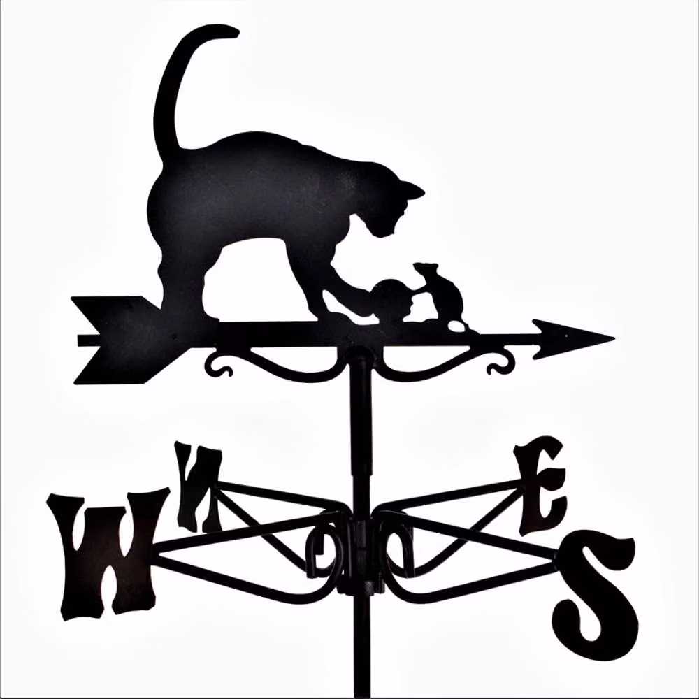 Buttercup Farm Mini Cat & Mouse Weathervane in Black Steel, W38 x D38 x H53 cm – 2