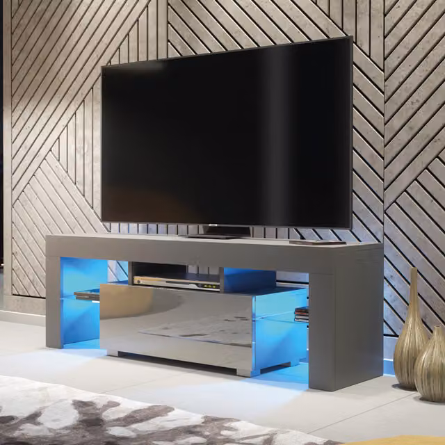 Creative Furniture Floe Modern TV Unit in Grey, W: 130 cm, D: 35 cm, H: 45 cm