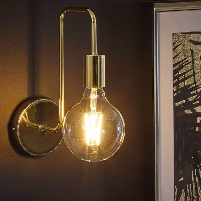 Wyld and Coco Gold Metal Wall Lamp with Glass Shade – 1