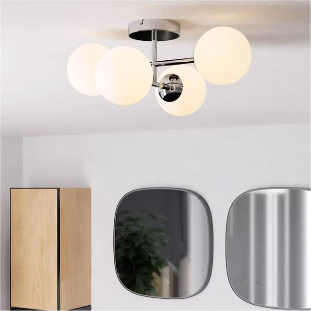 Loops Modern Chrome LED Ceiling Light for Bathroom Decor – 1