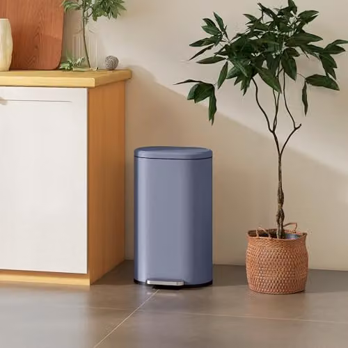 HOMCOM 30L Slim Rectangular Pedal Bin with Soft-Close Lid and Removable Inner Bucket, Grey – 8