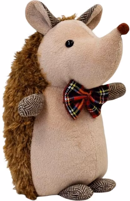 Four Candle Brown Furry Hedgehog Doorstop with Bow Tie – 1