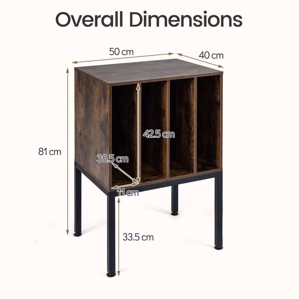 Costway Record Player Stand with Vinyl Storage Shelves in Brown – 2