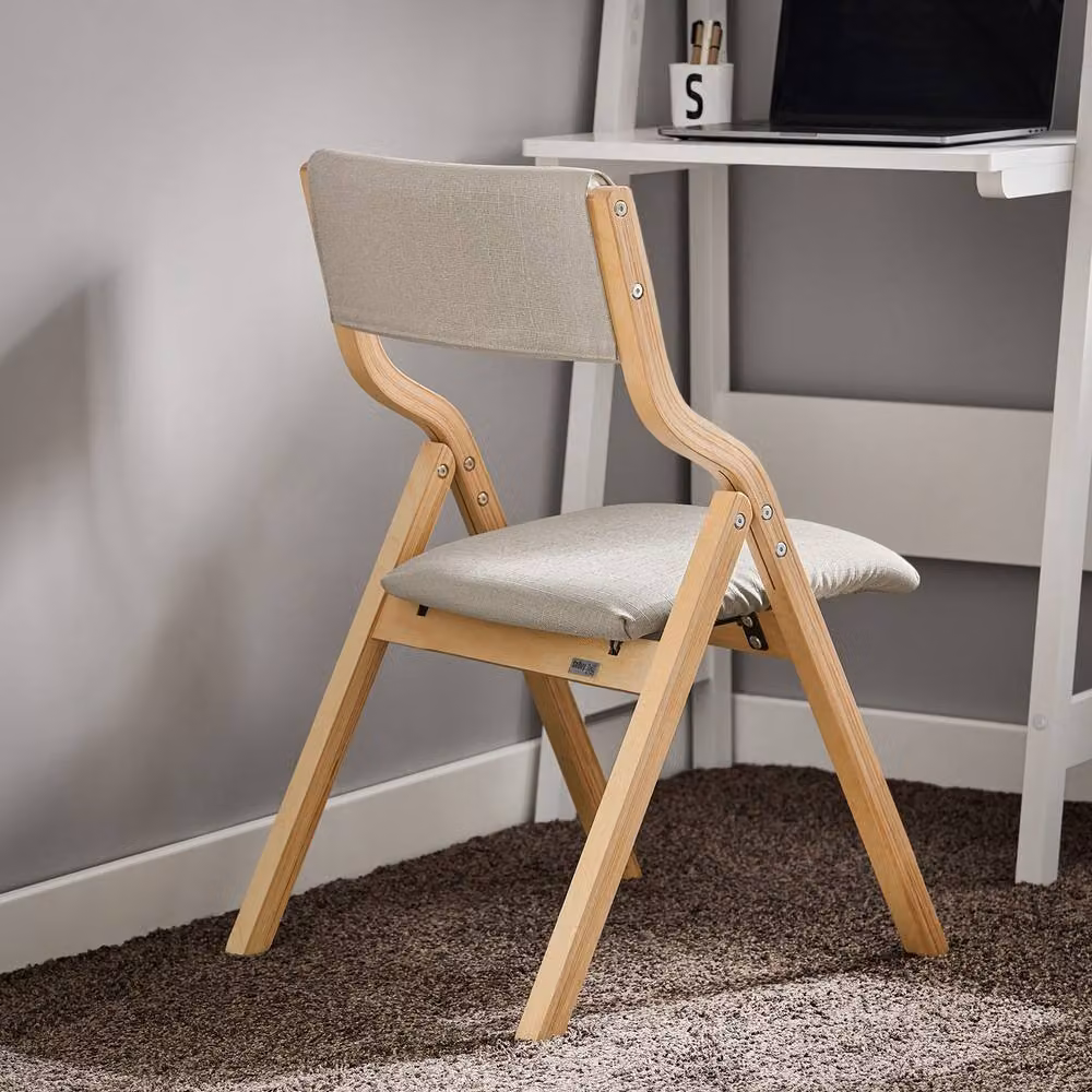 SoBuy Stackable Folding Dining Chair in Grey with Padded Fabric Seat and Back – 2
