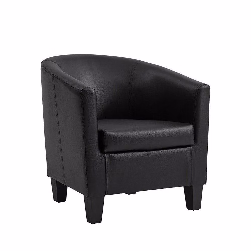 Home Detail Canberra Black Velvet Tub Accent Chair with Wood Frame and Armrests – 2