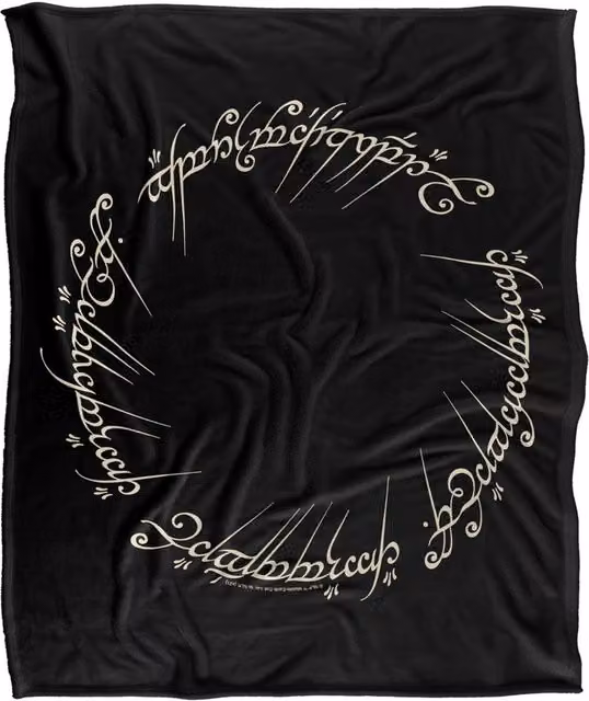 Warner Bros. The Lord of the Rings One Ring to Rule Them All Super Soft Silky Touch Polyester Blanket, Large, Multicolour and Black