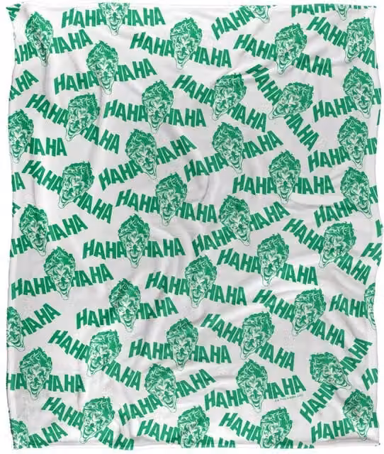 DC Comics Batman Laughing at You Blanket, White, W/D: 152 x 127 cm