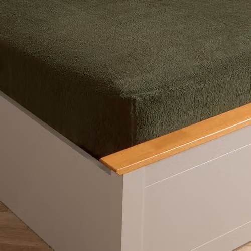 OHS Teddy Fleece Thermal Fitted Bed Sheet, Green, W/D/H: 140 x 200 cm – 1