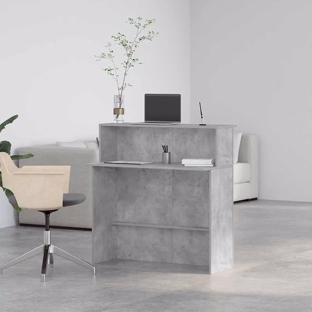 Berkfield Home Reception Desk in Concrete Grey, W/D/H: 100 x 50 x 103.5 cm – 2