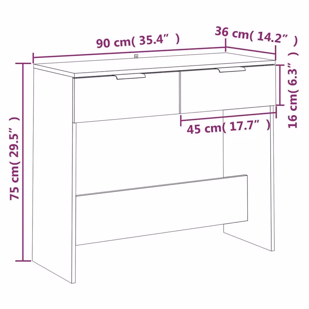 Berkfield Home Modern Black Console Table W/D/H: 90 x 36 x 75 cm – 6