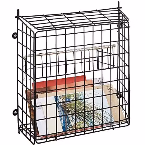 House of Home Extra Large Letterbox Cage for Wooden Doors, Black Metal Mail Basket, W/D/H: 33.5 x 32.0 x 13.0 cm – 1