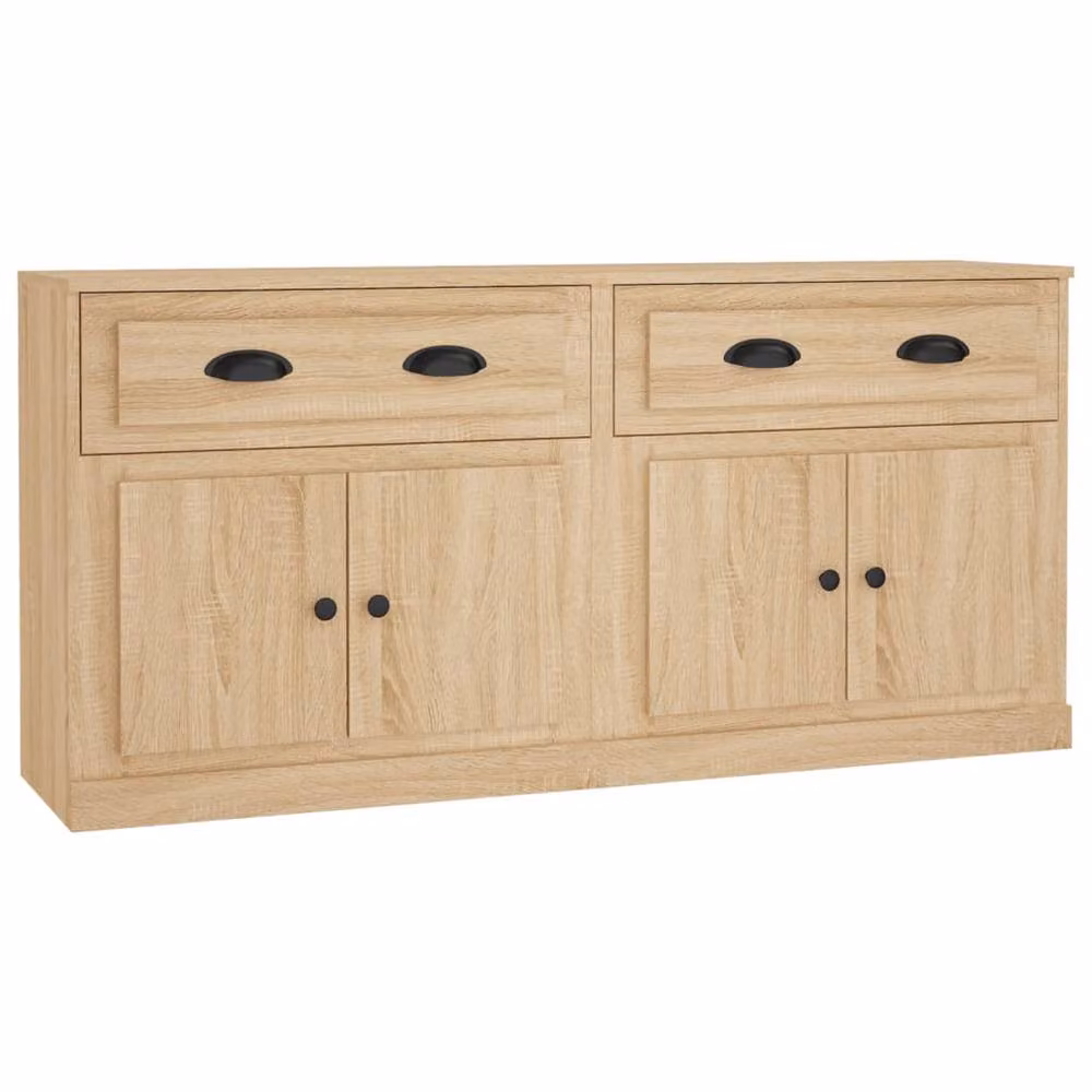 Berkfield Home Set of 2 Sonoma Oak Sideboards in Light Tan Beige, W/D/H: 67.5 x 35.5 x 35.5 cm – 2
