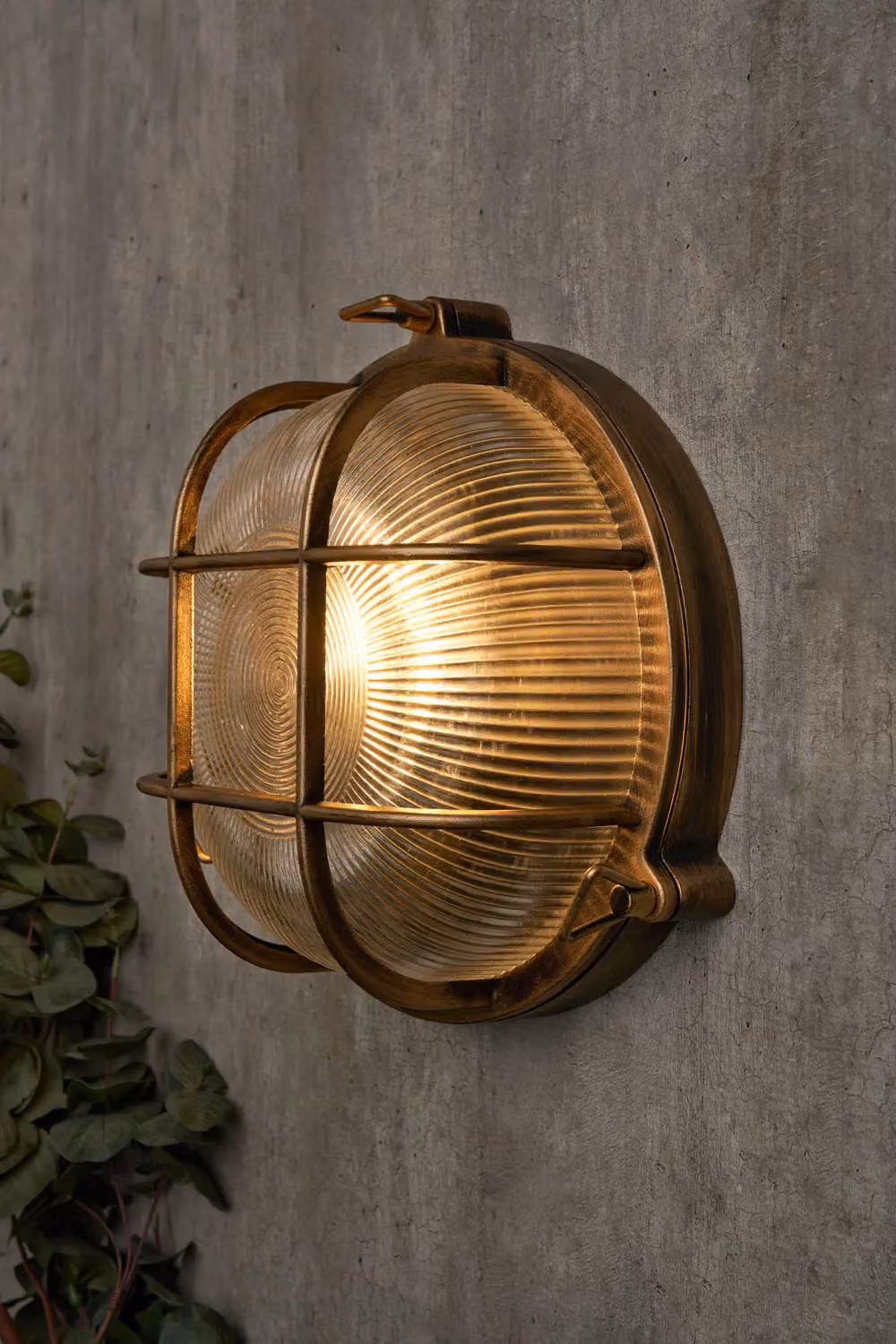 BHS Lighting Mika Caged Round Outdoor Wall Light in Gold/Brass – 3