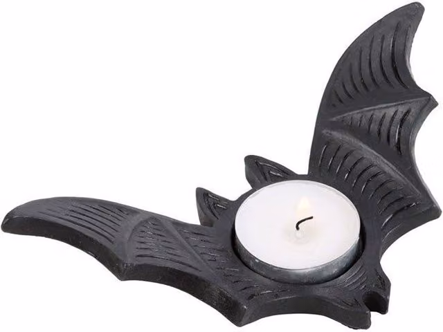 KDMD Modern Black Bat Tealight Candle Holder for Halloween Tabletop Decor