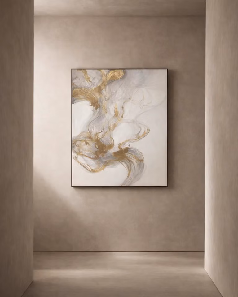Tommy Franks Venema Abstract Oil Painting Reproduction on Canvas in Multicolour, Gold, White and Black, W: 150 cm, H: 130 cm