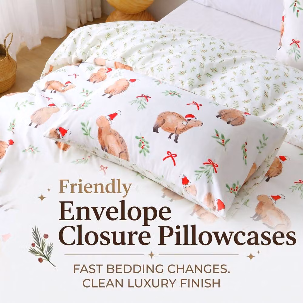 Pamposh Christmas Bedding Set in White, Soft Brushed Microfibre Reversible Duvet Cover and Pillowcase, W/D/H: 180 x 200 cm – 2