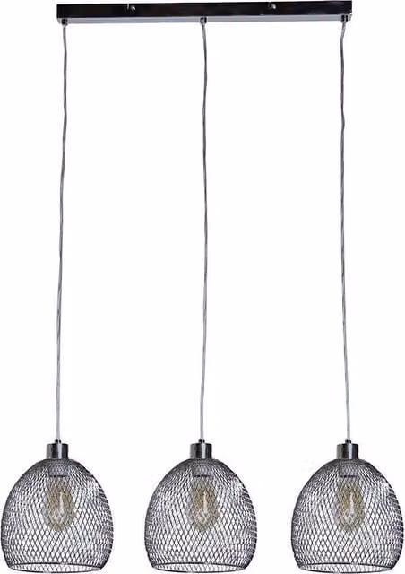 ValueLights Novo 3 Way Brushed Chrome Ceiling Light, Metallic Silver Suspended Dome Pendant
