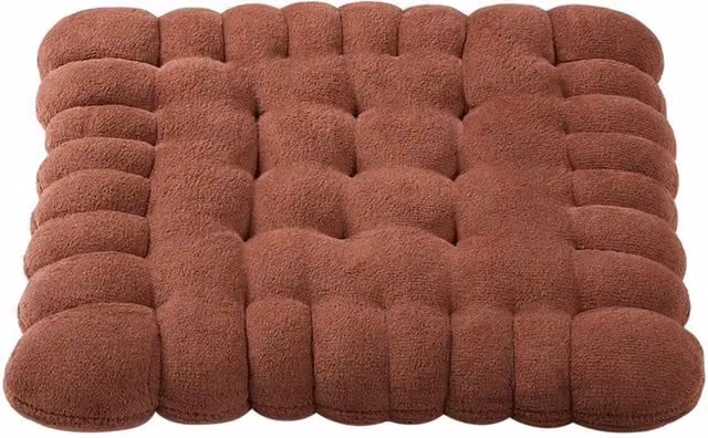 Kelvenix Milk Velvet Cookies Dark Coffee Cotton Seat Cushion Mat in Brown, W/D/H: 100 x 190 x 7 cm