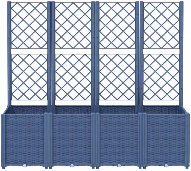 Berkfield Home Garden Planter with Trellis in Blue Grey, W/D/H: 160 x 40 x 140 cm – 1
