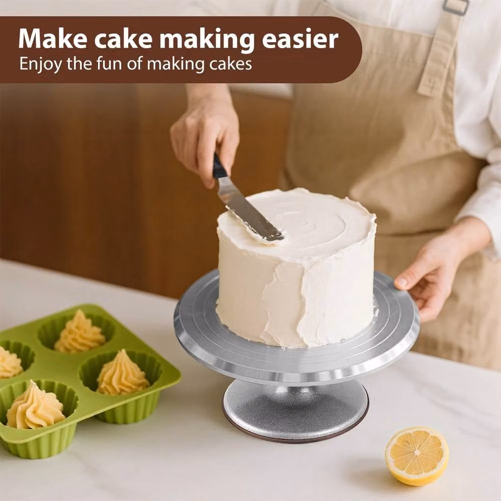 VOGREX Silver Aluminium Rotating Cake Turntable, Diameter: 30.48 cm – 3